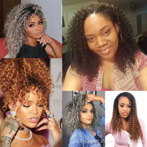Synthetic Water Wave Hair Bulk Afro kinky Curly Crochet Hair 14Inch 24Strands Braids Ombre Braiding Hair Extensions